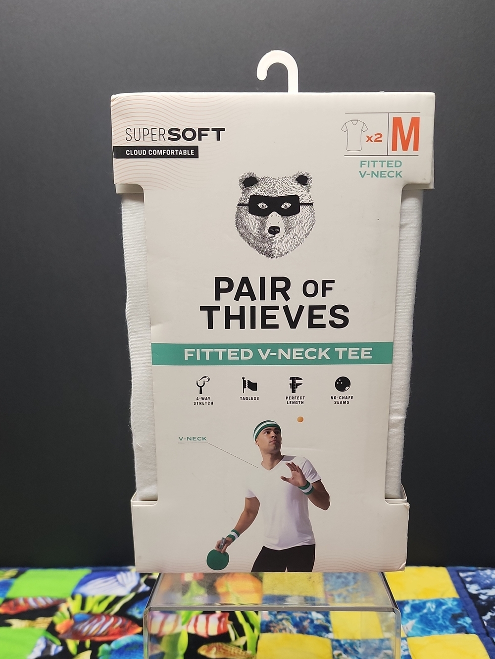 Pair of Thieves Men’s White Fitted V-Neck Tee -M- 2pk